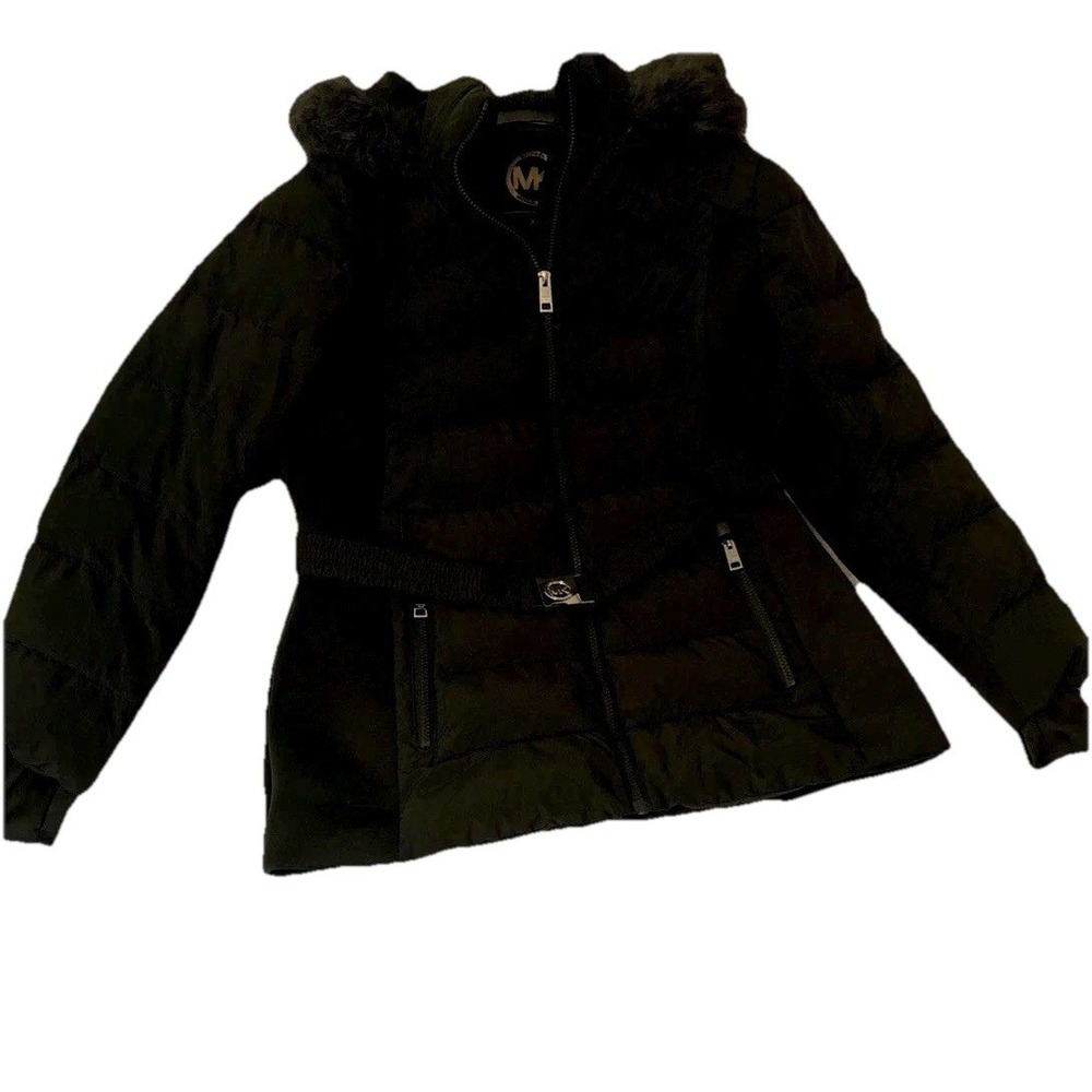 Michael Kors Olive Green Parka Coat Faux Fur Hood Sherpa Lined Women's XL